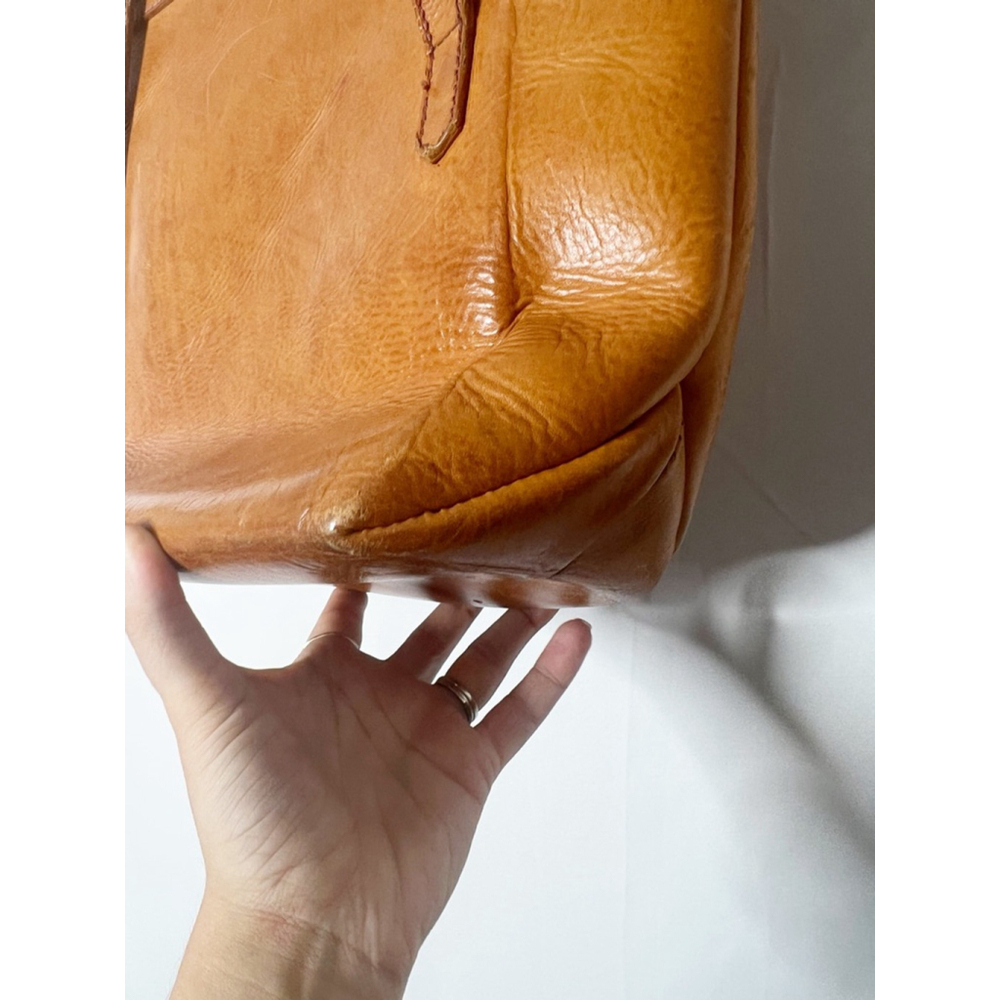 Vintage Danish Women's Hand Made Brown Leather Front Flap Tote Bag One Size - Picture 6 of 7